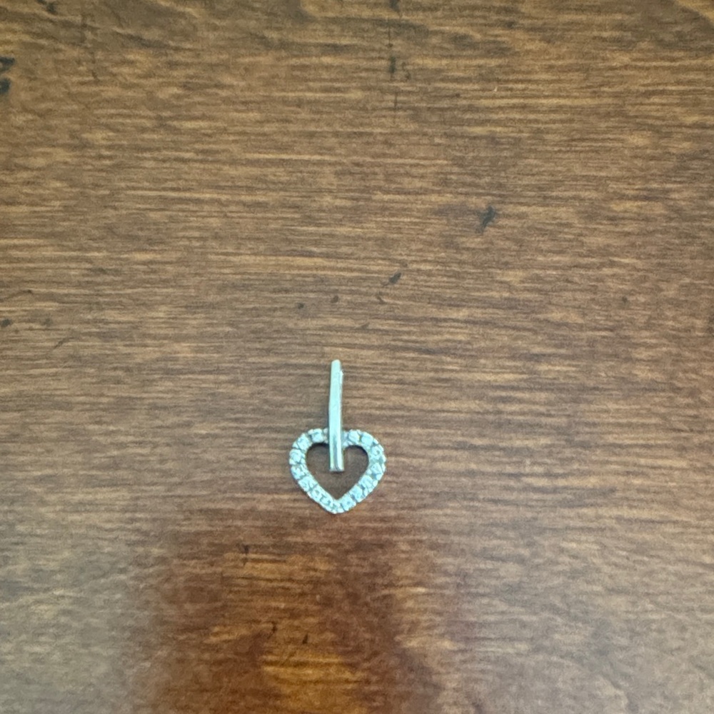 Women's Sterling Silver Heart Pendant with Cubic Zirconia Gems OS EUC
